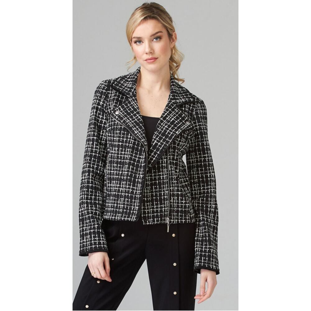 Promesa Brown Tweed Fully Lined  Asymmetric Moto Zip Blazer Size S Gossip Girl